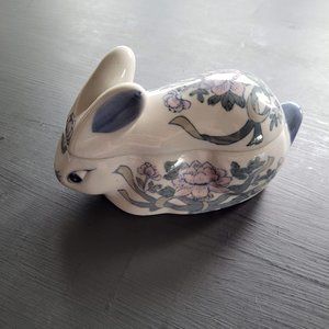Chinoiserie Ceramic Rabbit Trinket Dish